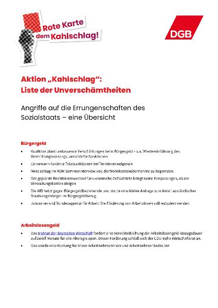 „Kahlschlag“- Liste der Unverschämtheiten