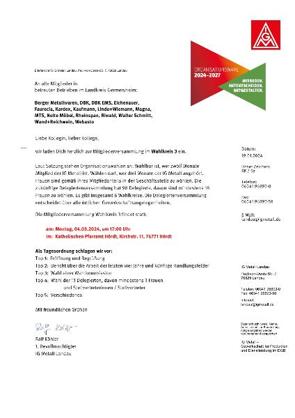 Wahlkreis 3 - Einladung Wahlversammlung
