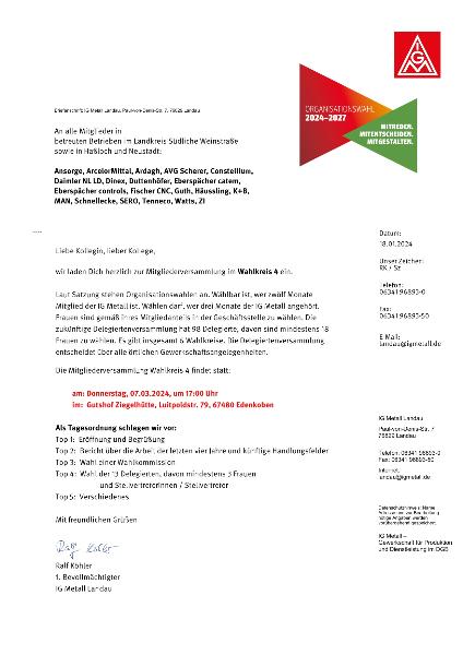Wahlkreis 4 - Einladung Wahlversammlung