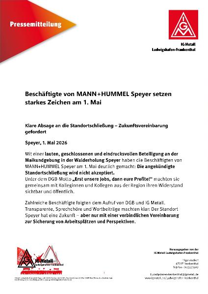 Pressemitteilung: Beschäftigte von MANN+HUMMEL setzen Zeichen