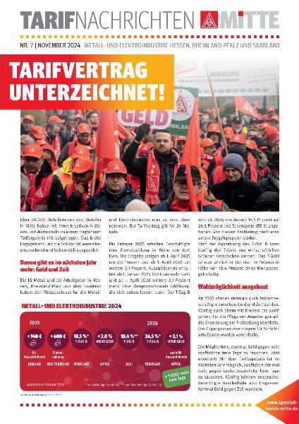 Flugblatt Tarifnachrichten Mitte