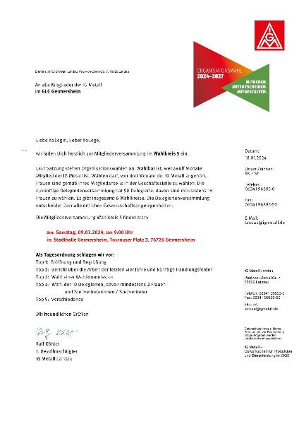 Wahlkreis 5 - Einladung Wahlversammlung
