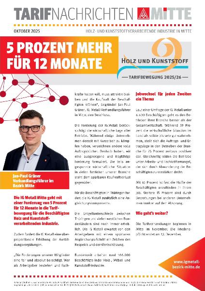 Tarifnachrichten Holz und Kunststoff (HVI)