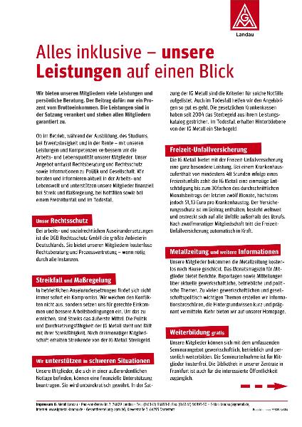 Beiträge und Leistungen der IG Metall Landau