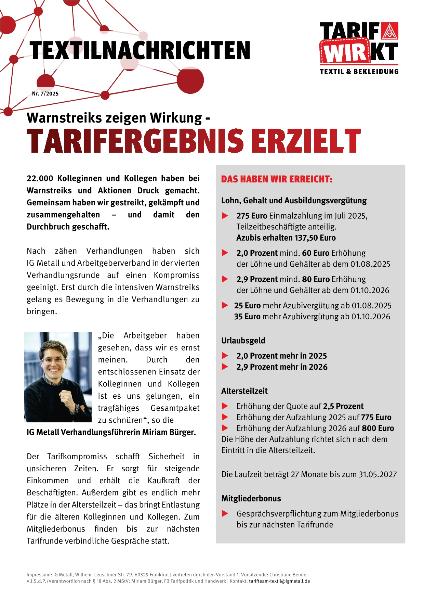 Textilnachrichten: Abschluss erzielt!