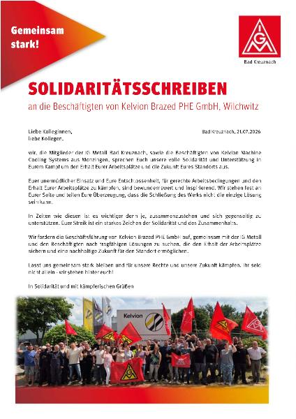 Solischreiben Kelvion